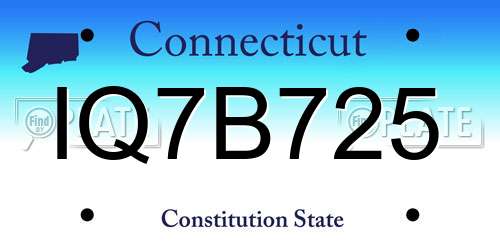 IQ7B725 Connecticut License Plate