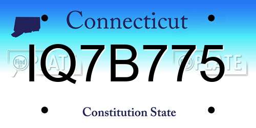 IQ7B775 Connecticut License Plate
