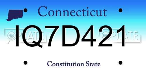 IQ7D421 Connecticut License Plate