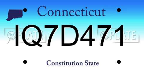 IQ7D471 Connecticut License Plate