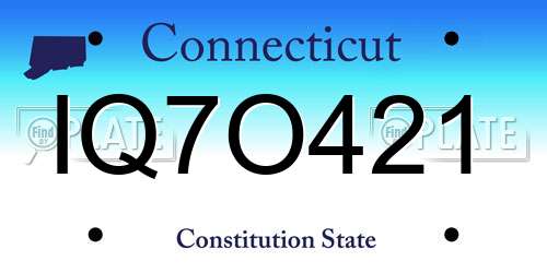 IQ7O421 Connecticut License Plate