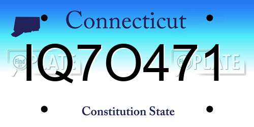 IQ7O471 Connecticut License Plate