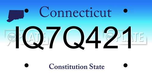 IQ7Q421 Connecticut License Plate