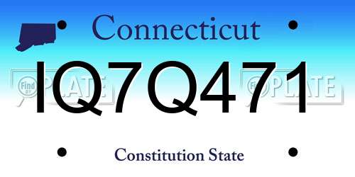 IQ7Q471 Connecticut License Plate