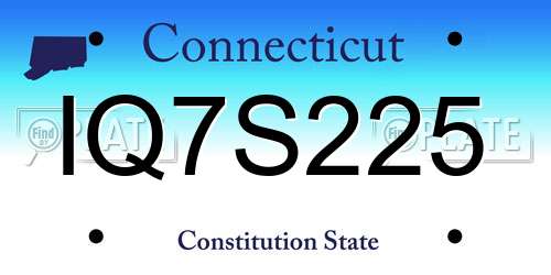 IQ7S225 Connecticut License Plate