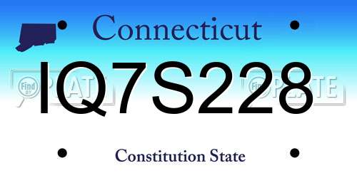 IQ7S228 Connecticut License Plate