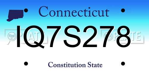 IQ7S278 Connecticut License Plate