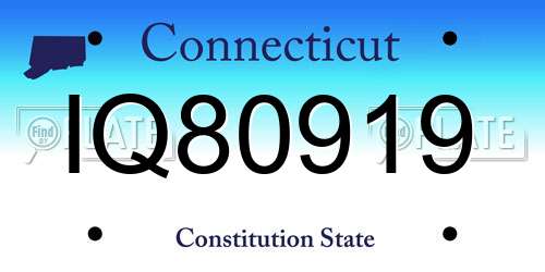 IQ80919 Connecticut License Plate