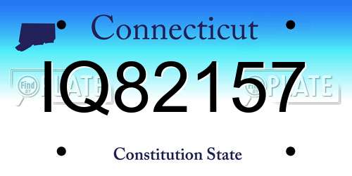 IQ82157 Connecticut License Plate