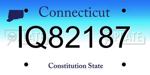 IQ82187 Connecticut License Plate