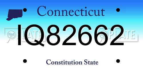 IQ82662 Connecticut License Plate