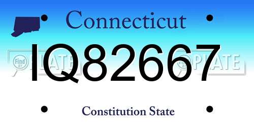 IQ82667 Connecticut License Plate