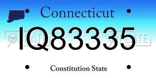 IQ83335 Connecticut License Plate