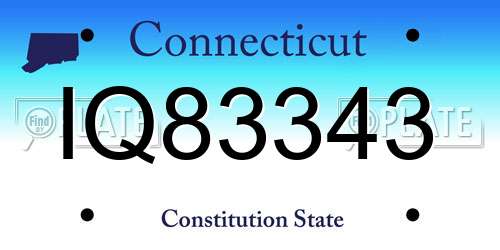 IQ83343 Connecticut License Plate