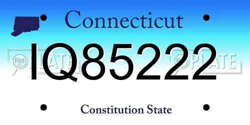 IQ85222 Connecticut License Plate