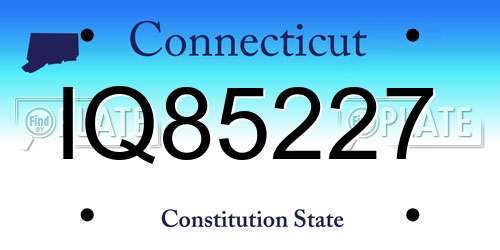 IQ85227 Connecticut License Plate
