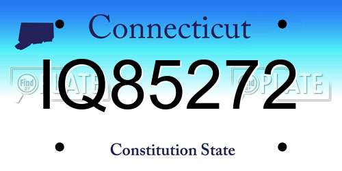 IQ85272 Connecticut License Plate
