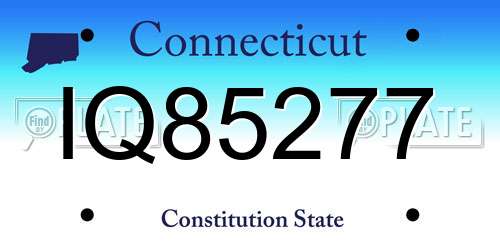 IQ85277 Connecticut License Plate