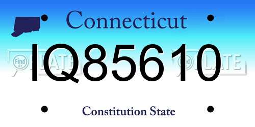 IQ85610 Connecticut License Plate