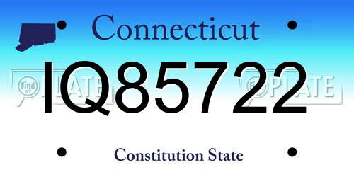 IQ85722 Connecticut License Plate