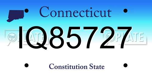 IQ85727 Connecticut License Plate