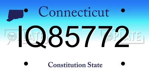 IQ85772 Connecticut License Plate