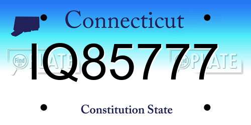 IQ85777 Connecticut License Plate