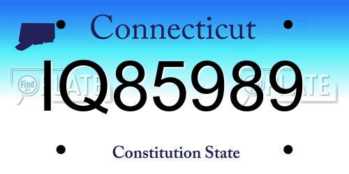 IQ85989 Connecticut License Plate