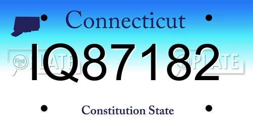 IQ87182 Connecticut License Plate