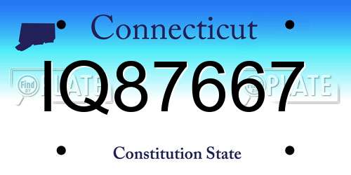 IQ87667 Connecticut License Plate
