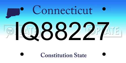 IQ88227 Connecticut License Plate