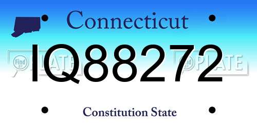 IQ88272 Connecticut License Plate