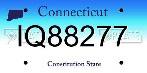 IQ88277 Connecticut License Plate