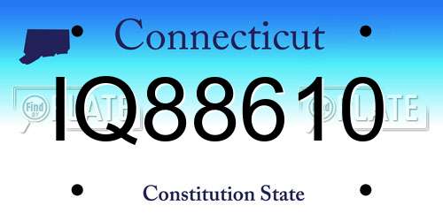 IQ88610 Connecticut License Plate