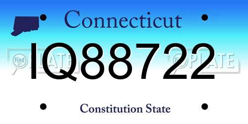 IQ88722 Connecticut License Plate