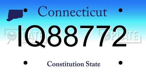 IQ88772 Connecticut License Plate