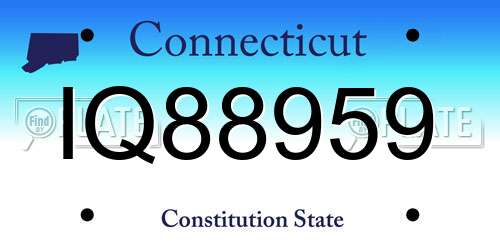 IQ88959 Connecticut License Plate