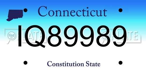 IQ89989 Connecticut License Plate