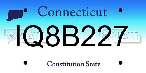 IQ8B227 Connecticut License Plate