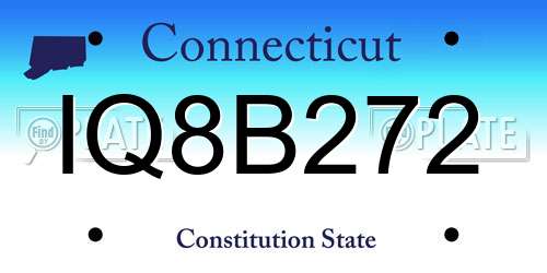 IQ8B272 Connecticut License Plate