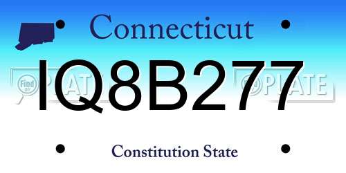 IQ8B277 Connecticut License Plate