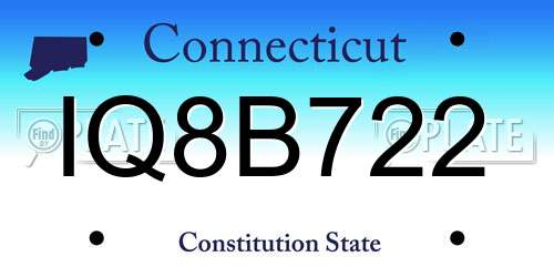 IQ8B722 Connecticut License Plate
