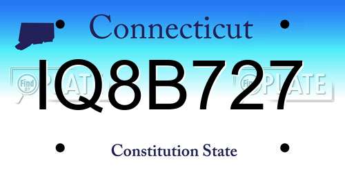 IQ8B727 Connecticut License Plate