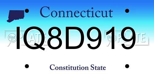 IQ8D919 Connecticut License Plate
