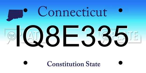 IQ8E335 Connecticut License Plate