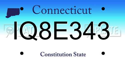 IQ8E343 Connecticut License Plate