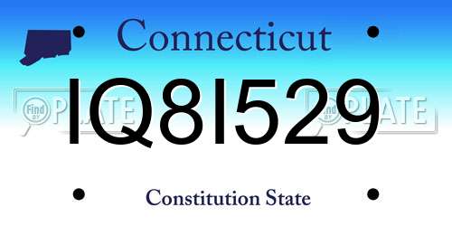IQ8I529 Connecticut License Plate