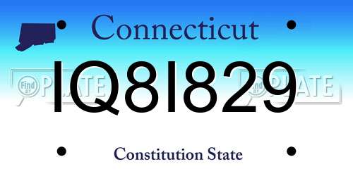 IQ8I829 Connecticut License Plate