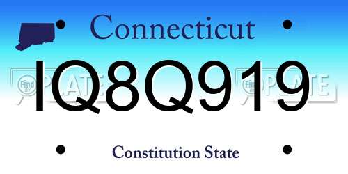 IQ8Q919 Connecticut License Plate