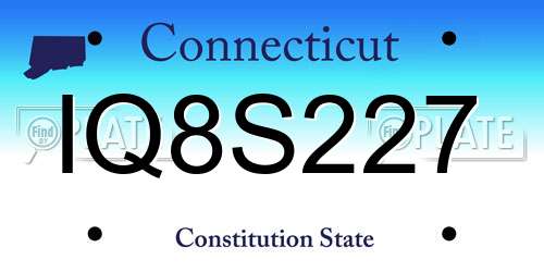 IQ8S227 Connecticut License Plate